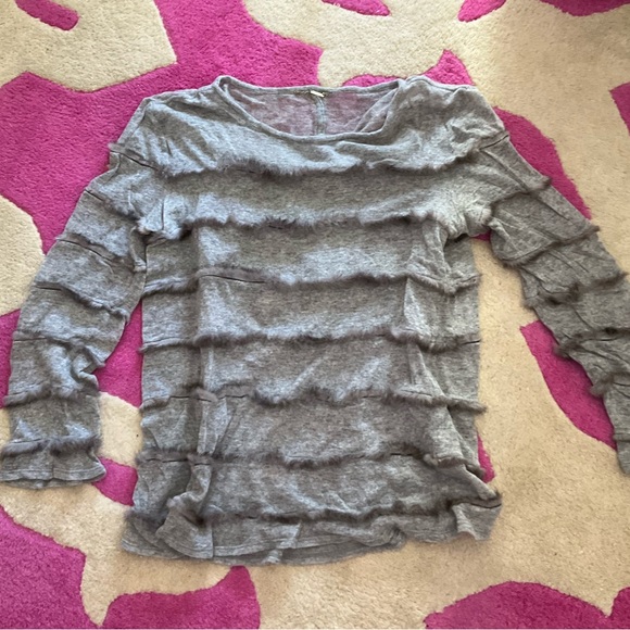 The Row Sweaters - The Row. Cashmere Sweater w/ Mink Inserts. Grey. Medium.